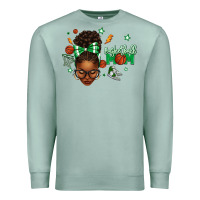 Seafoam Afro Messy Bun Full Face Basketball Mom Premium Sweatshirt - texasbilliewilder