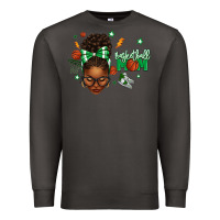 Smoke Afro Messy Bun Full Face Basketball Mom Premium Sweatshirt - texasbilliewilder