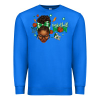 True Royal Afro Messy Bun Full Face Basketball Mom Premium Sweatshirt - texasbilliewilder