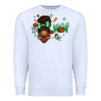 White Afro Messy Bun Full Face Basketball Mom Premium Sweatshirt - texasbilliewilder