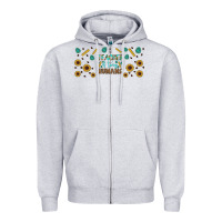 Heather Grey teacher of tiny humans libbey glass Zipper Hoodie - BundleAndBundleShop