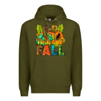 Army Green Hello Fall Premium Hoodie - NancyCooperArtShop