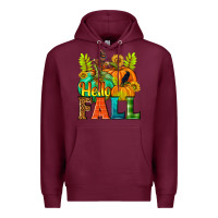 Burgundy Hello Fall Premium Hoodie - NancyCooperArtShop