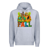 Heather Grey Hello Fall Premium Hoodie - NancyCooperArtShop