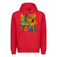 Red Hello Fall Premium Hoodie - NancyCooperArtShop