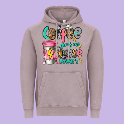Coffee Gives Me Nurse Powers Vintage Hoodie Designed By Jasminsmagicworld