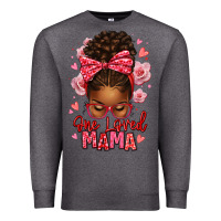 Charcoal Heather one loved mama afro messy bun Premium Sweatshirt - texasbilliewilder