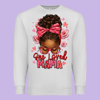 One Loved Mama Afro Messy Bun Premium Sweatshirt Designed By Texasbilliewilder