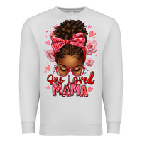 Dove Grey one loved mama afro messy bun Premium Sweatshirt - texasbilliewilder