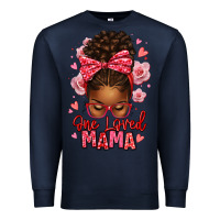Navy one loved mama afro messy bun Premium Sweatshirt - texasbilliewilder