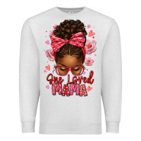 Oatmeal Heather one loved mama afro messy bun Premium Sweatshirt - texasbilliewilder
