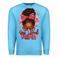 Ocean Blue one loved mama afro messy bun Premium Sweatshirt - texasbilliewilder