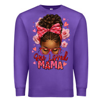 Purple one loved mama afro messy bun Premium Sweatshirt - texasbilliewilder