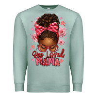 Seafoam one loved mama afro messy bun Premium Sweatshirt - texasbilliewilder