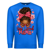 True Royal one loved mama afro messy bun Premium Sweatshirt - texasbilliewilder