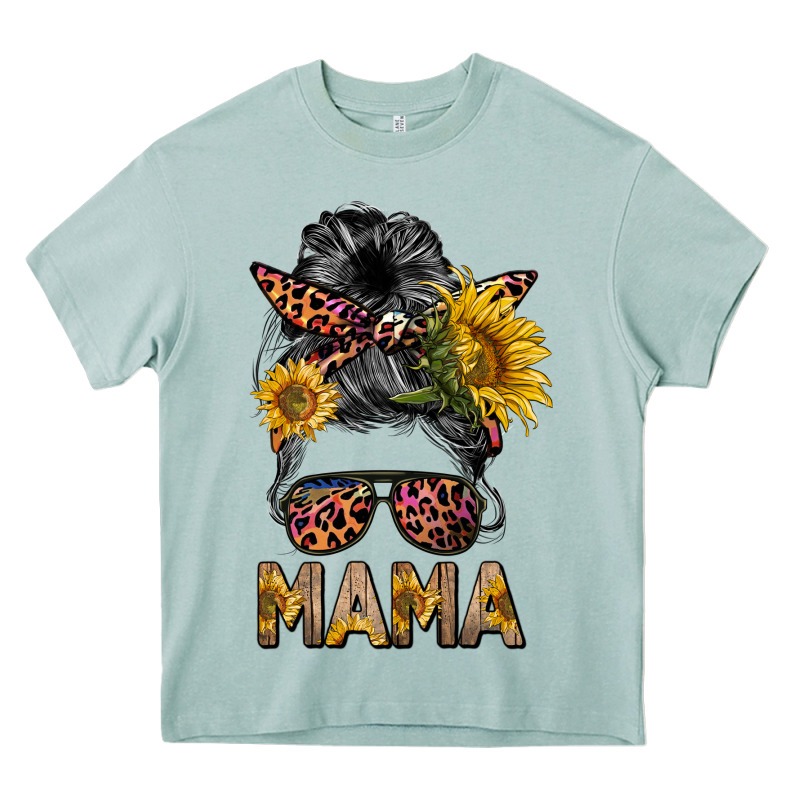 Mess Bun Mama Sunflowers Heavy Core Tee by BarkalooDesign | Teevron