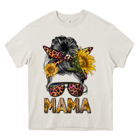 Cream mess bun mama sunflowers Heavy Core Tee - BarkalooDesign