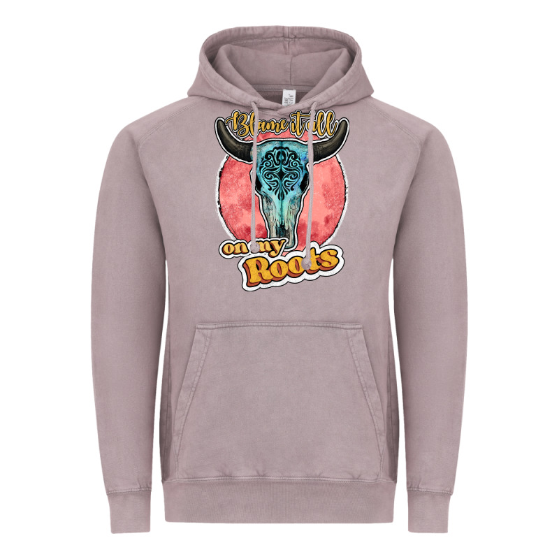 Blame It All On My Roots Bull Skull Black Vintage Hoodie by JahusDesignShop | Teevron