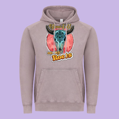 Blame It All On My Roots Bull Skull Black Vintage Hoodie Designed By Jahusdesignshop