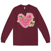 Burgundy my valentine is my look boyfriend Long Sleeve Tee - MaliasSmallBusiness