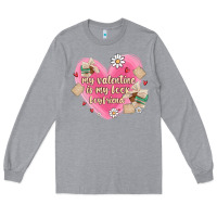 Heather Grey my valentine is my look boyfriend Long Sleeve Tee - MaliasSmallBusiness