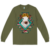 Army Green heifer cowhide aztec Long Sleeve Tee - JahusDesignShop