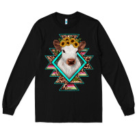 Black heifer cowhide aztec Long Sleeve Tee - JahusDesignShop