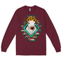 Burgundy heifer cowhide aztec Long Sleeve Tee - JahusDesignShop