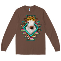 Chestnut heifer cowhide aztec Long Sleeve Tee - JahusDesignShop
