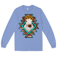 Colony Blue heifer cowhide aztec Long Sleeve Tee - JahusDesignShop