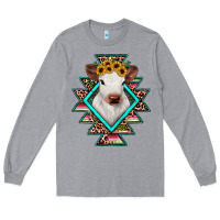 Heather Grey heifer cowhide aztec Long Sleeve Tee - JahusDesignShop