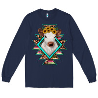 Navy heifer cowhide aztec Long Sleeve Tee - JahusDesignShop