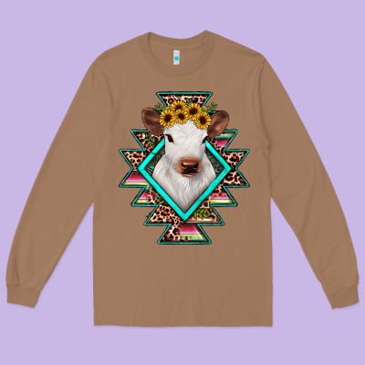 Heifer Cowhide Aztec Long Sleeve Tee Designed By Jahusdesignshop