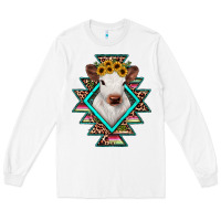 White heifer cowhide aztec Long Sleeve Tee - JahusDesignShop