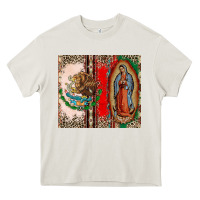 Cream Virgin Mary Mexican Flag Heavy Core Tee - CTS Tumbler Store