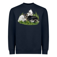 Navy two baby nigerian dwarf goat Heavyweight Sweatshirt - LillyAllenDesigns