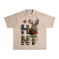 French Oak Deer Hunting Usa Flag Urban Heavy Tee - LillyAllenDesigns