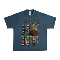 Midnight Navy Deer Hunting Usa Flag Urban Heavy Tee - LillyAllenDesigns
