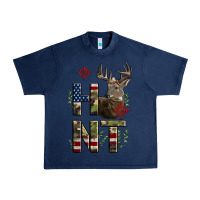 Navy Deer Hunting Usa Flag Urban Heavy Tee - LillyAllenDesigns