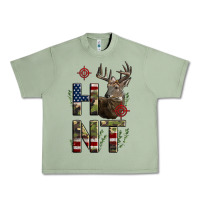 Oil Green Deer Hunting Usa Flag Urban Heavy Tee - LillyAllenDesigns