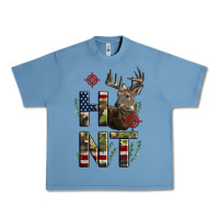 Pebble Blue Deer Hunting Usa Flag Urban Heavy Tee - LillyAllenDesigns