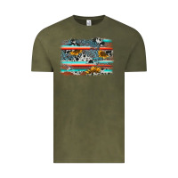 Vintage Olive serape cowhide sunflower background Vintage Tee - AdoDesignShop