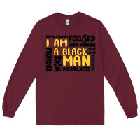 Burgundy i am a black man Long Sleeve Tee - MaliasSmallBusiness