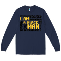Navy i am a black man Long Sleeve Tee - MaliasSmallBusiness