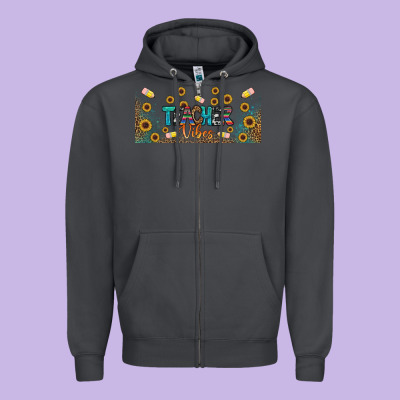 Teacher Vibes Libbey Glass Zipper Hoodie Designed By Bundleandbundleshop