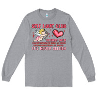 Heather Grey self love club Long Sleeve Tee - MaliasSmallBusiness