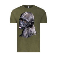 Vintage Olive Baby Gorilla Head Vintage Tee - LillyAllenDesigns