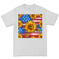 Dove Grey sunflowers american flag seamless pattern Premium Tee - HRA Design Shop