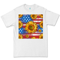 White sunflowers american flag seamless pattern Premium Tee - HRA Design Shop