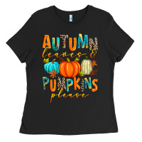 Black autumn leaves and pumpkins please Ladies Tee - Zillion Design Studio